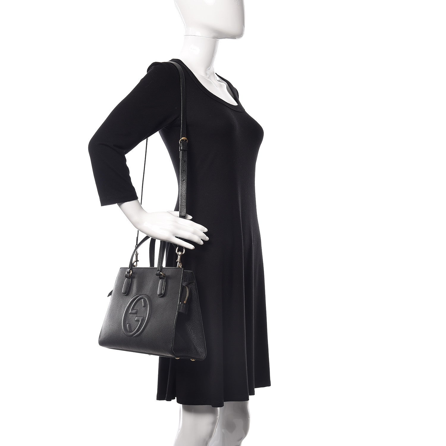 Gucci Pebbled Calfskin Medium Soho Top Handle Satchel Black 2 of 11