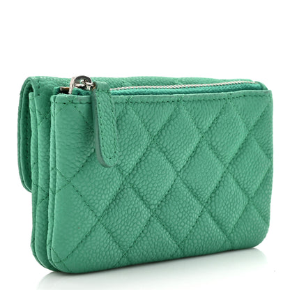 Chanel Iridescent Caviar Quilted Flap Zip Card Holder Green 3 of 13