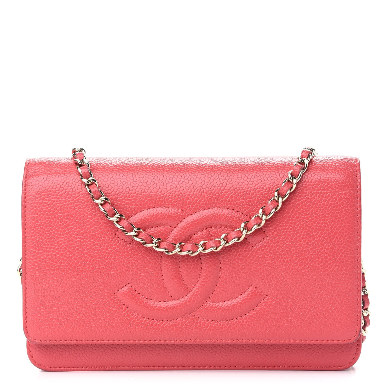 Chanel Caviar Timeless CC Wallet On Chain WOC Coral 1 of 9