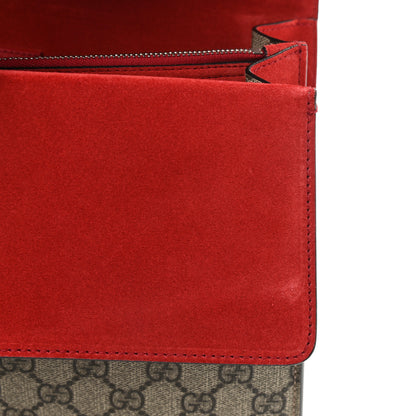 Gucci GG Supreme Monogram Suede Cudu Medium Dionysus Shoulder Bag Beige Ebony Vulcanic Red 14 of 16