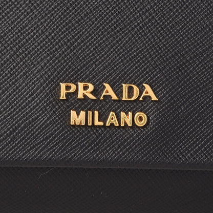 Prada Saffiano Metal Oro Chain Wallet Black 7 of 7