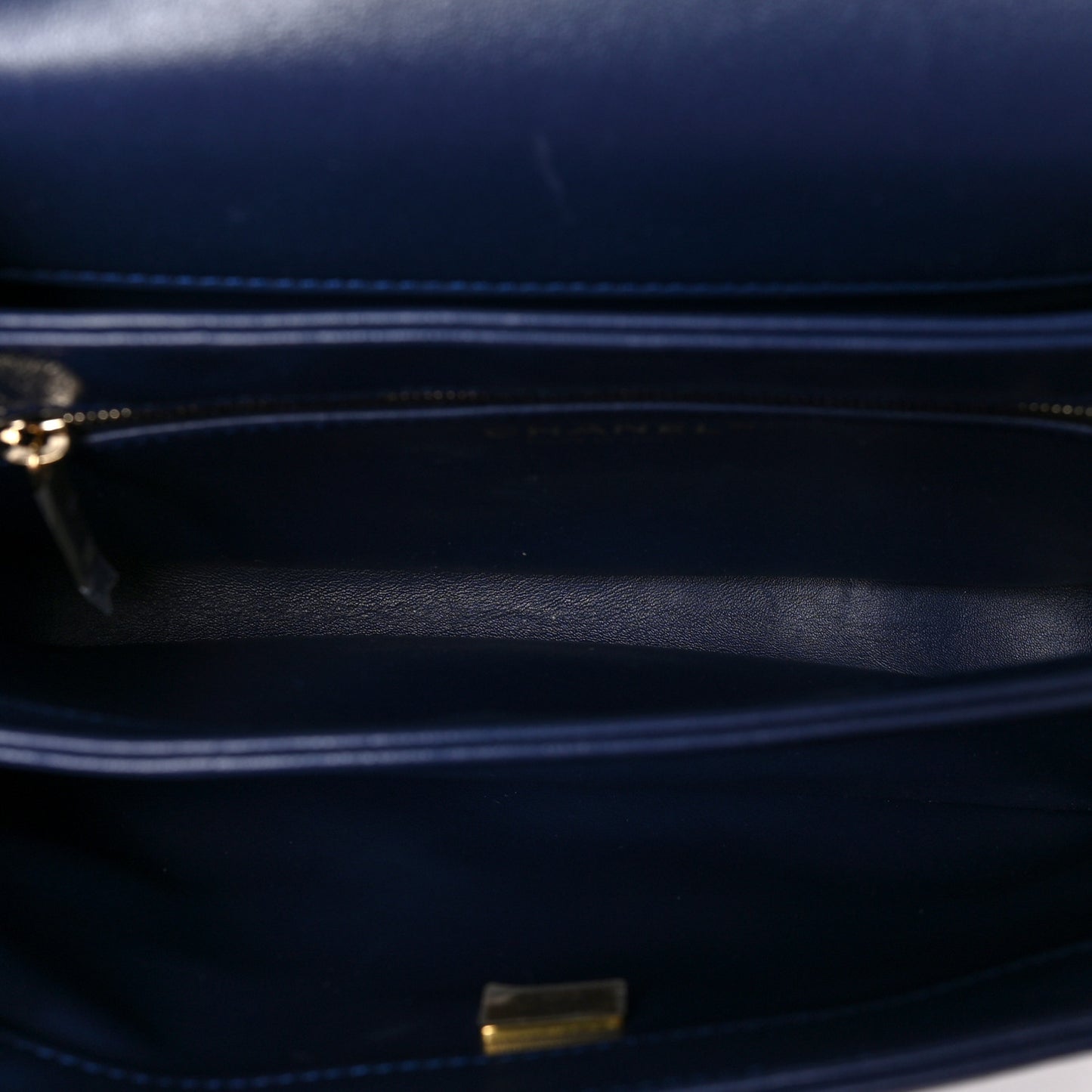 Lambskin Quilted Small Trendy CC Chain Dual Handle Flap Bag Navy