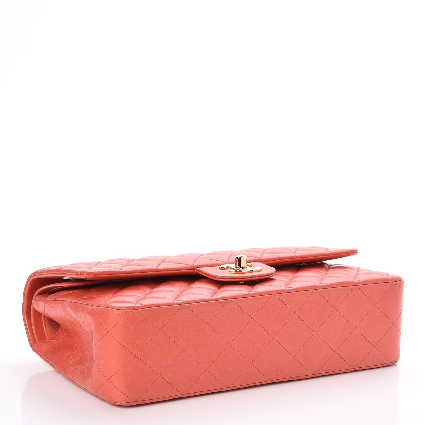 Lambskin Quilted Medium Double Flap Coral