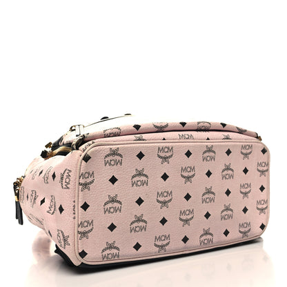 MCM Visetos Studded Dual Stark Backpack Chalk Pink Black 4 of 12