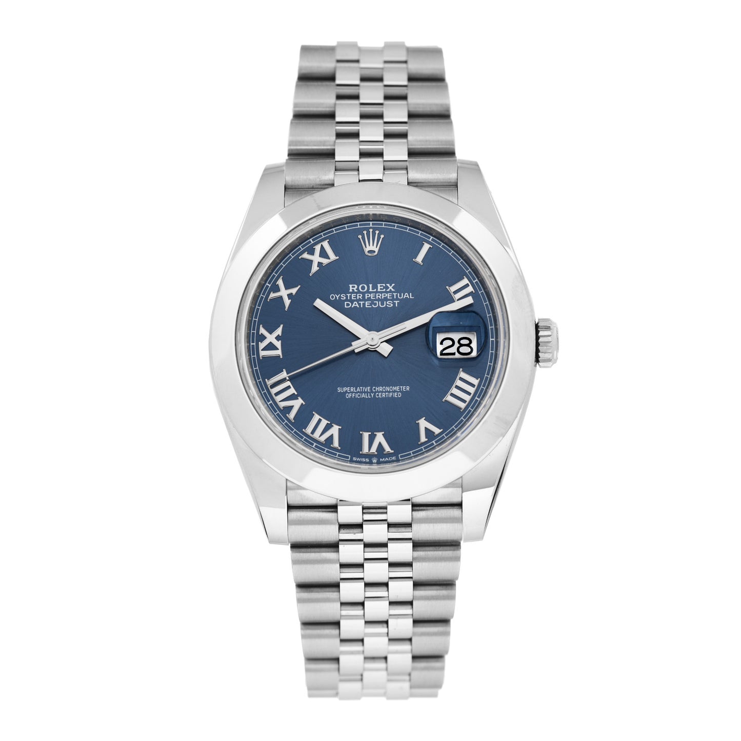 Stainless Steel 41mm Oyster Perpetual Datejust Watch Blue Roman 126300