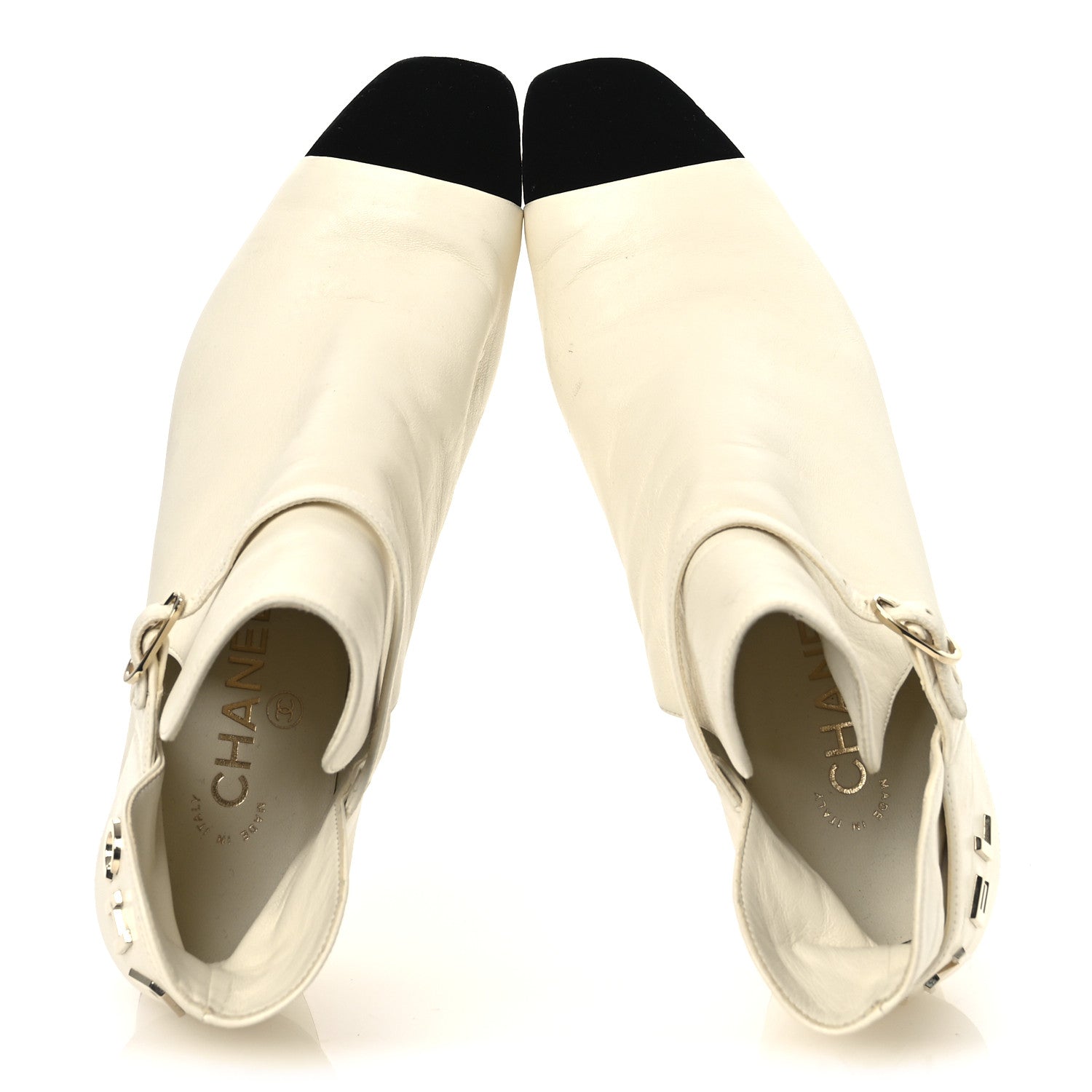 Chanel Lambskin Velvet Cap Toe Short Ankle Boots 37.5 White 2 of 15