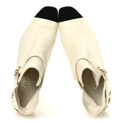 Chanel Lambskin Velvet Cap Toe Short Ankle Boots 37.5 White 2 of 15