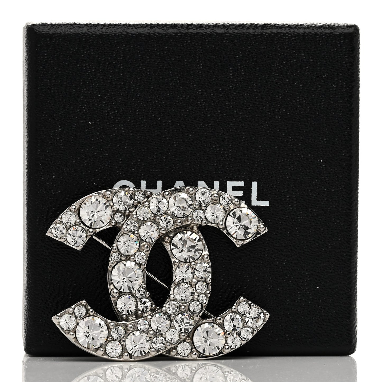Crystal Large CC Brooch Silver