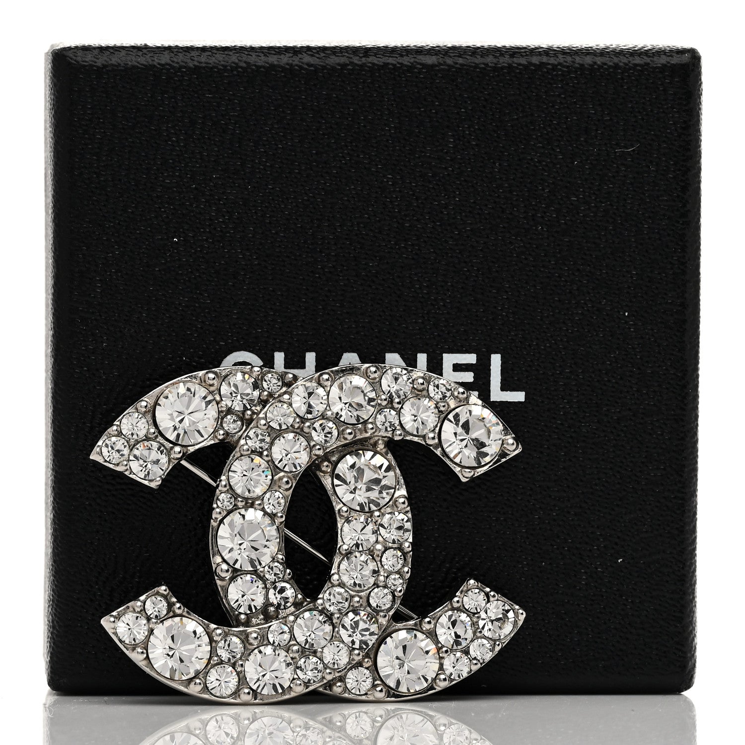 Chanel Crystal Large CC Brooch Silver 4 of 4