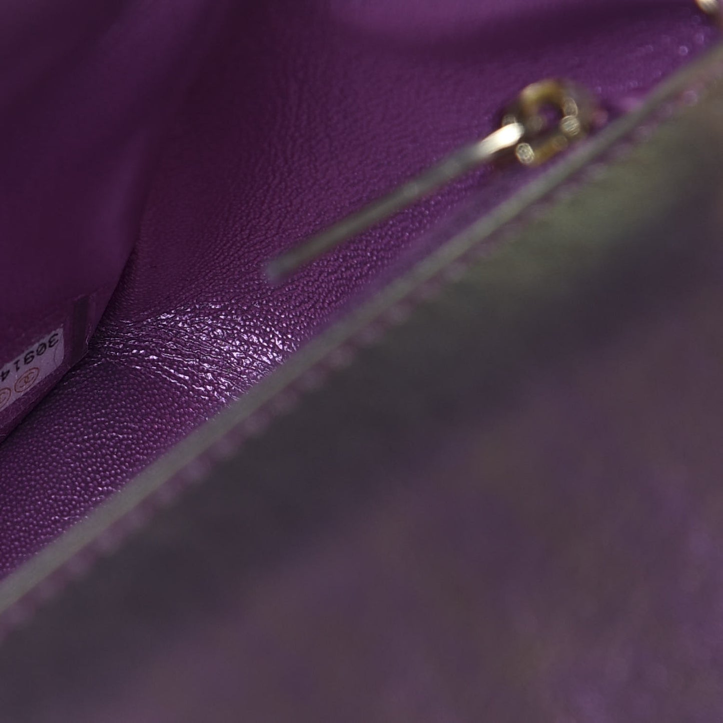 Iridescent Lambskin Quilted Mini Rectangular Flap Purple