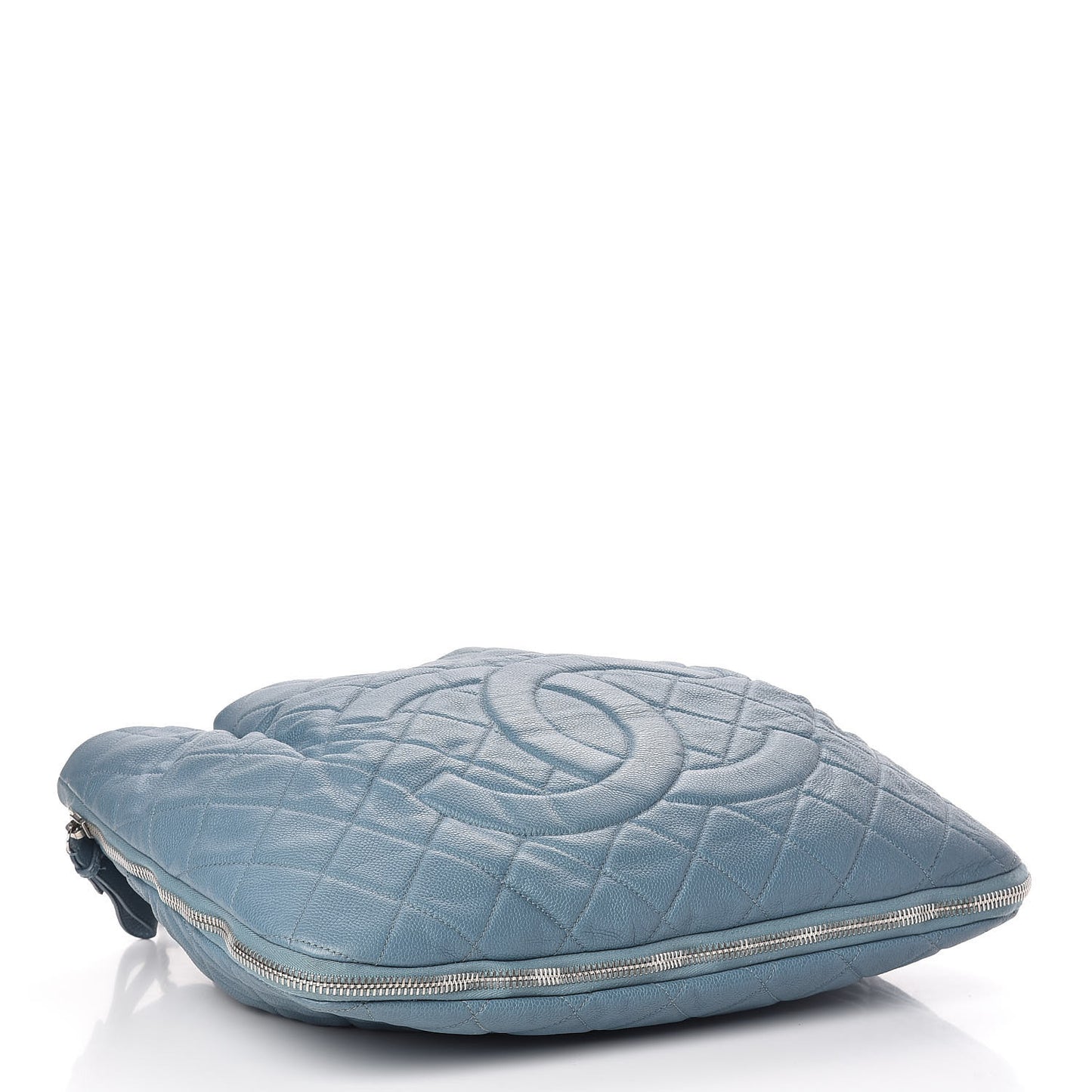 Caviar Quilted Expandable Zip Shoulder Bag Blue