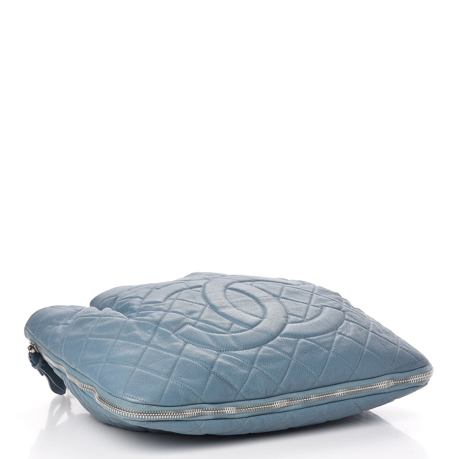 Chanel Caviar Quilted Expandable Zip Shoulder Bag Blue 4 of 12