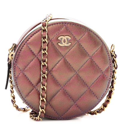 Chanel Iridescent Lambskin Quilted Round Clutch With Chain Purple 1 of 11