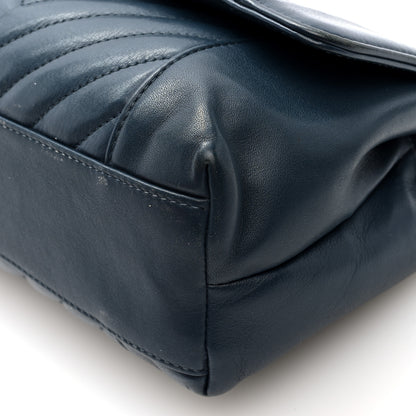 Chanel Calfskin Quilted Medium Daily Chevron Flap Navy Blue 10 of 10