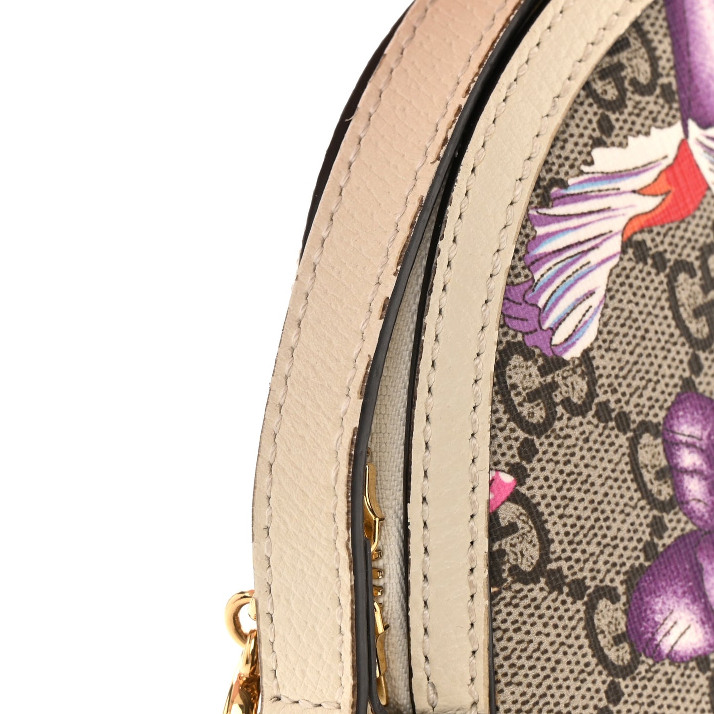 GG Supreme Monogram Flora Web GG Small Ophidia Dome Shoulder Bag White