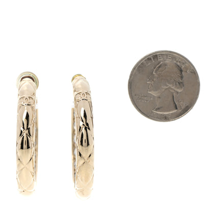 Chanel Metal Quilted CC Hoop Earrings Gold 2 of 4