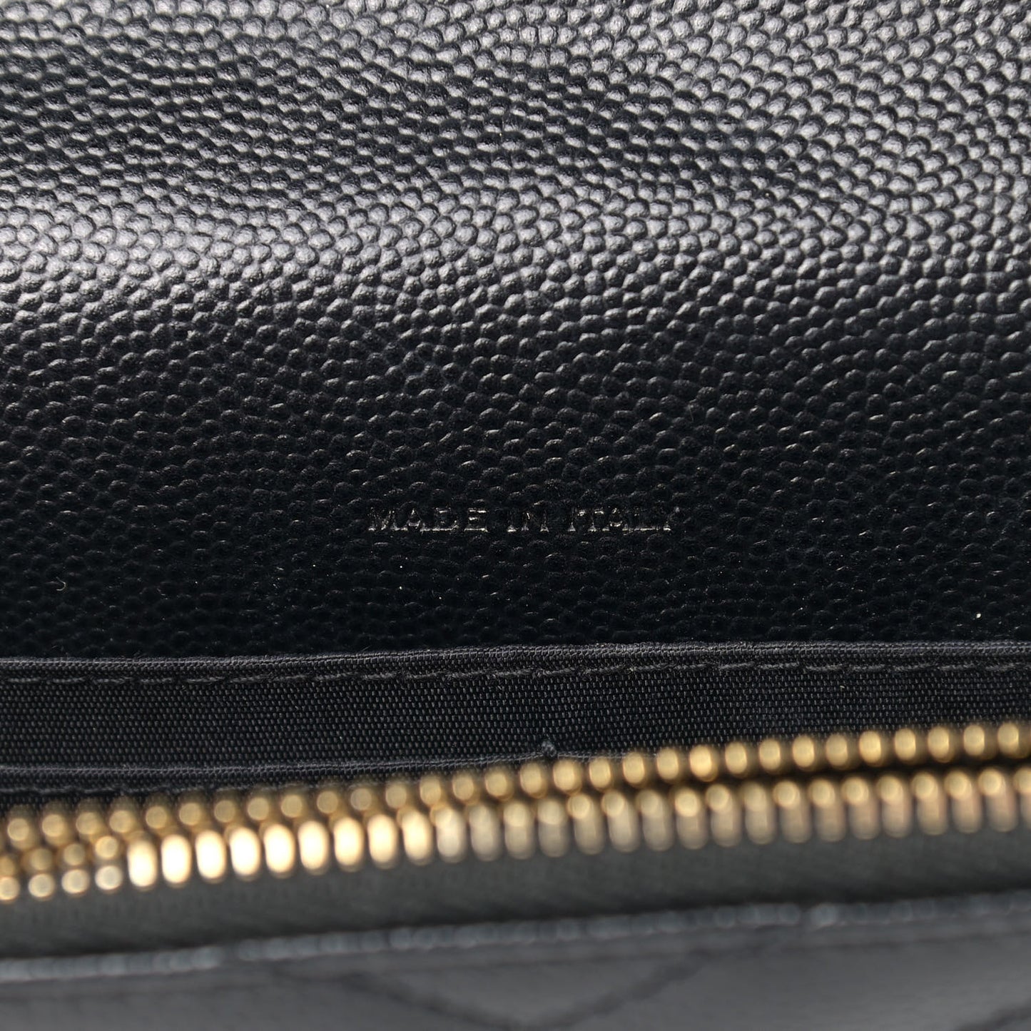 Grain De Poudre Matelasse Chevron Monogram Envelope Chain Wallet Black