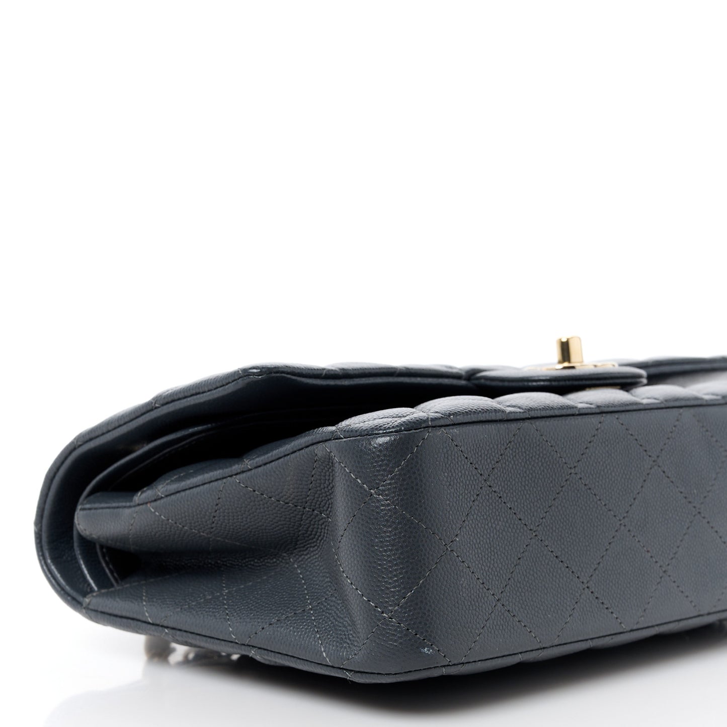 Caviar Quilted Medium Double Flap Dark Grey