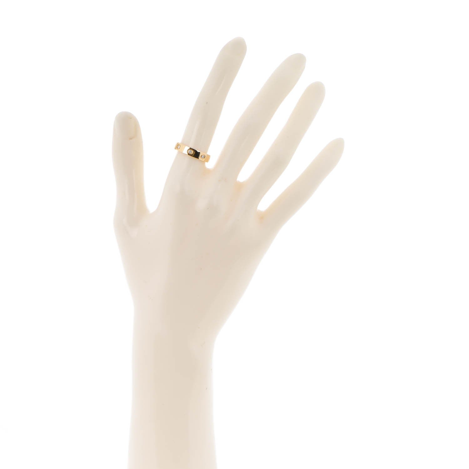 Cartier 18K Yellow Gold 8 Diamond 4mm LOVE Wedding Band Ring 51 5.75 2 of 5