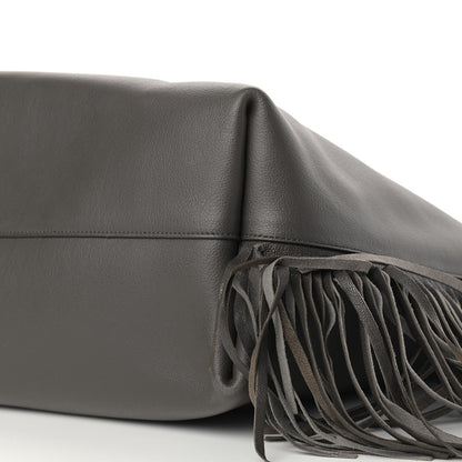 Saint Laurent Calfskin Large Fringe Shopping Tote Dark Grey 10 of 15