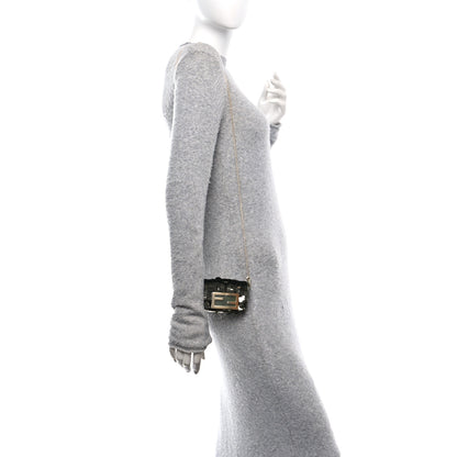 Fendi Sequin Paillettes Shiny Nappa Sex and the City Nano Maxi Buckle Baguette Charm Avocado 3 of 10