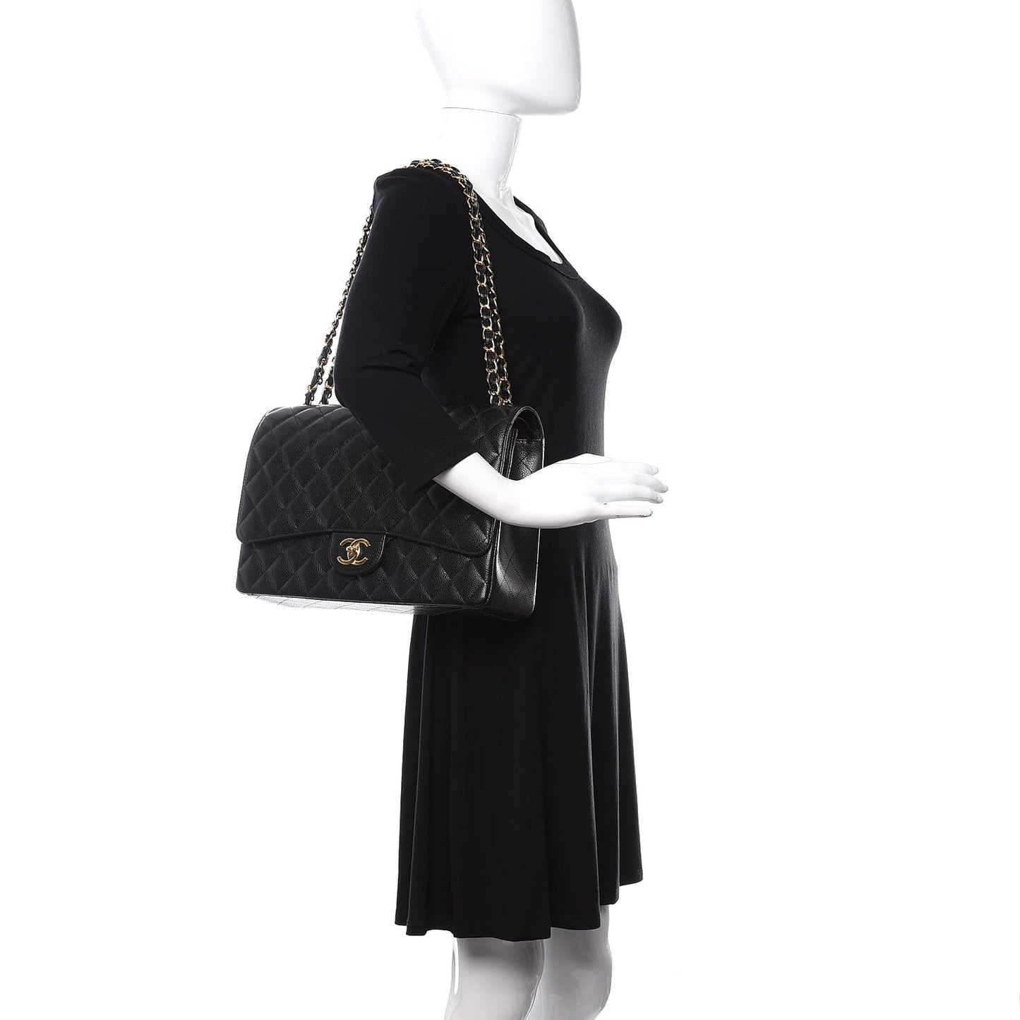 Caviar Quilted Maxi Double Flap Black