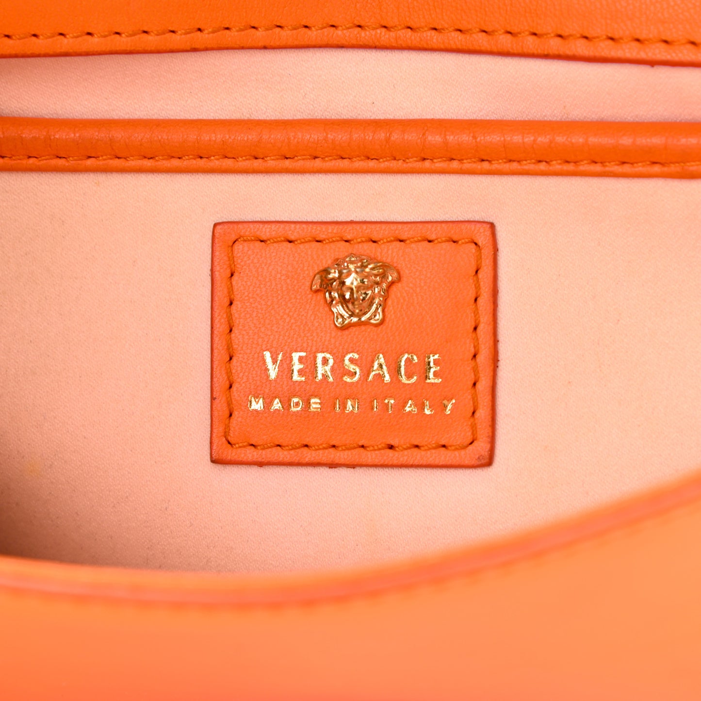 Patent Palazzo Medusa Chain Evening Bag Orange