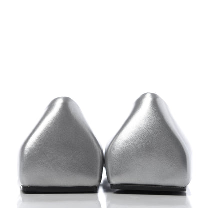 Balenciaga Metallic Calfskin BB Knife Pointy Toe Ballerina Flats 38.5 Silver Hardware 6 of 10
