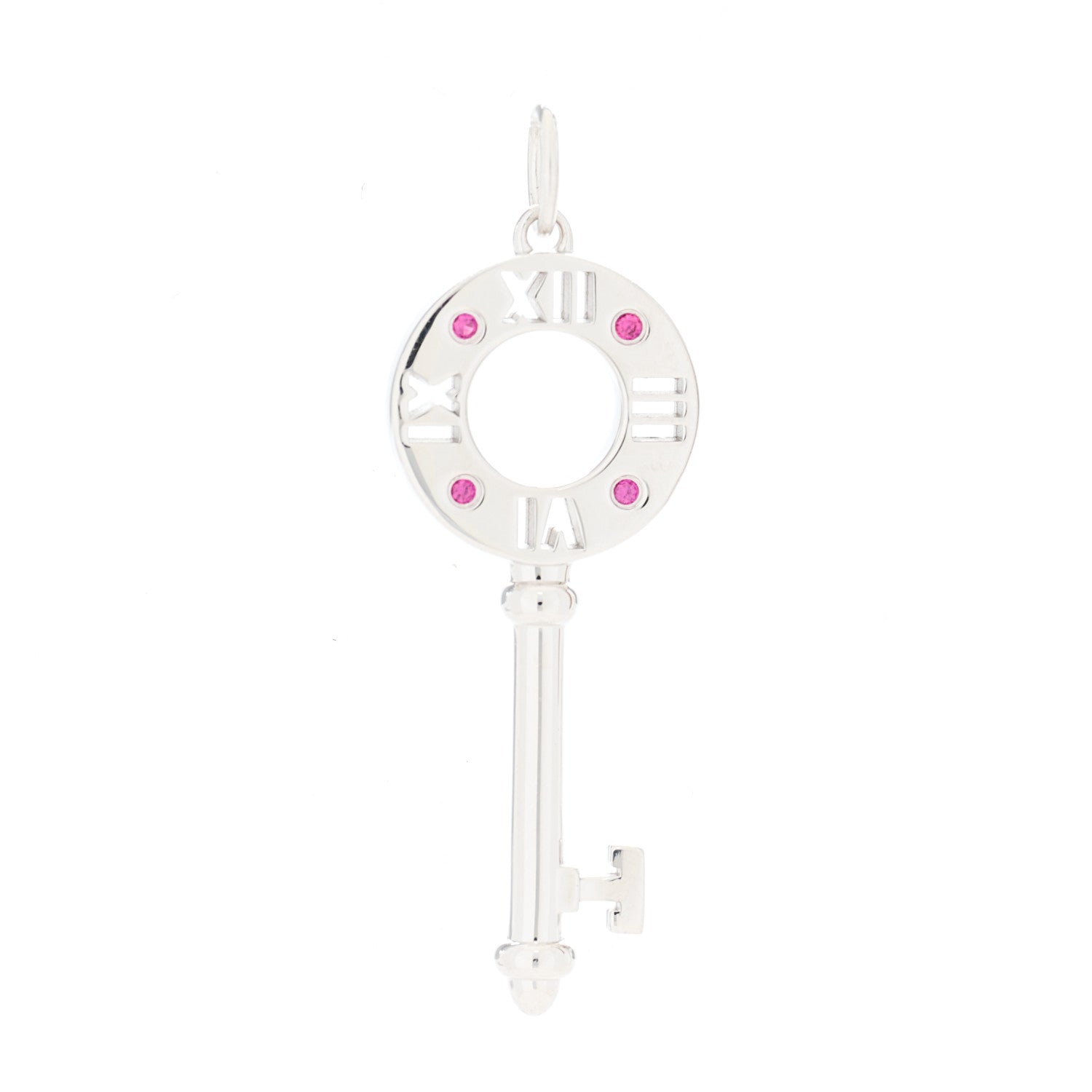 Tiffany 18K White Gold Ruby Atlas Pierced Key Pendant 1 of 3