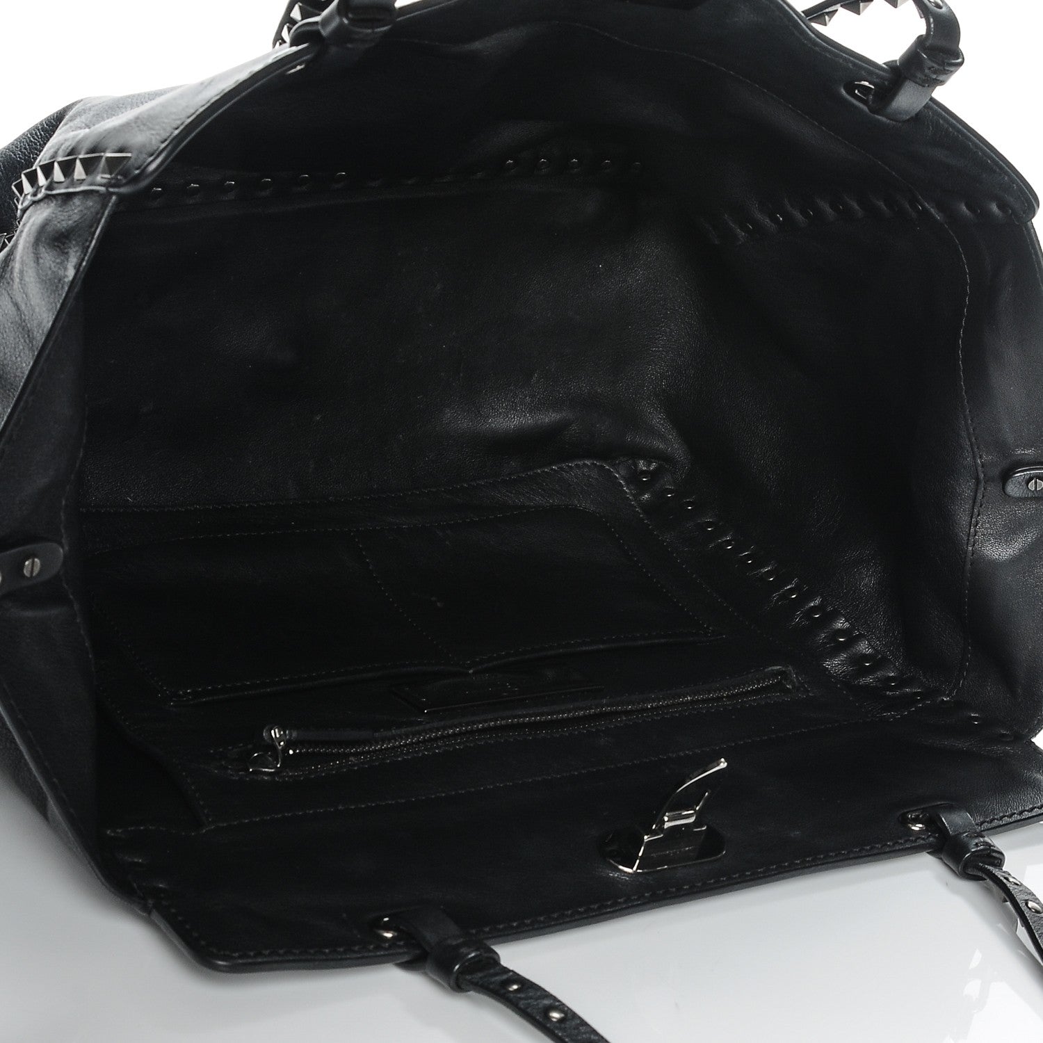 Valentino Garavani Vitello Medium Rockstud Tote Black 5 of 8