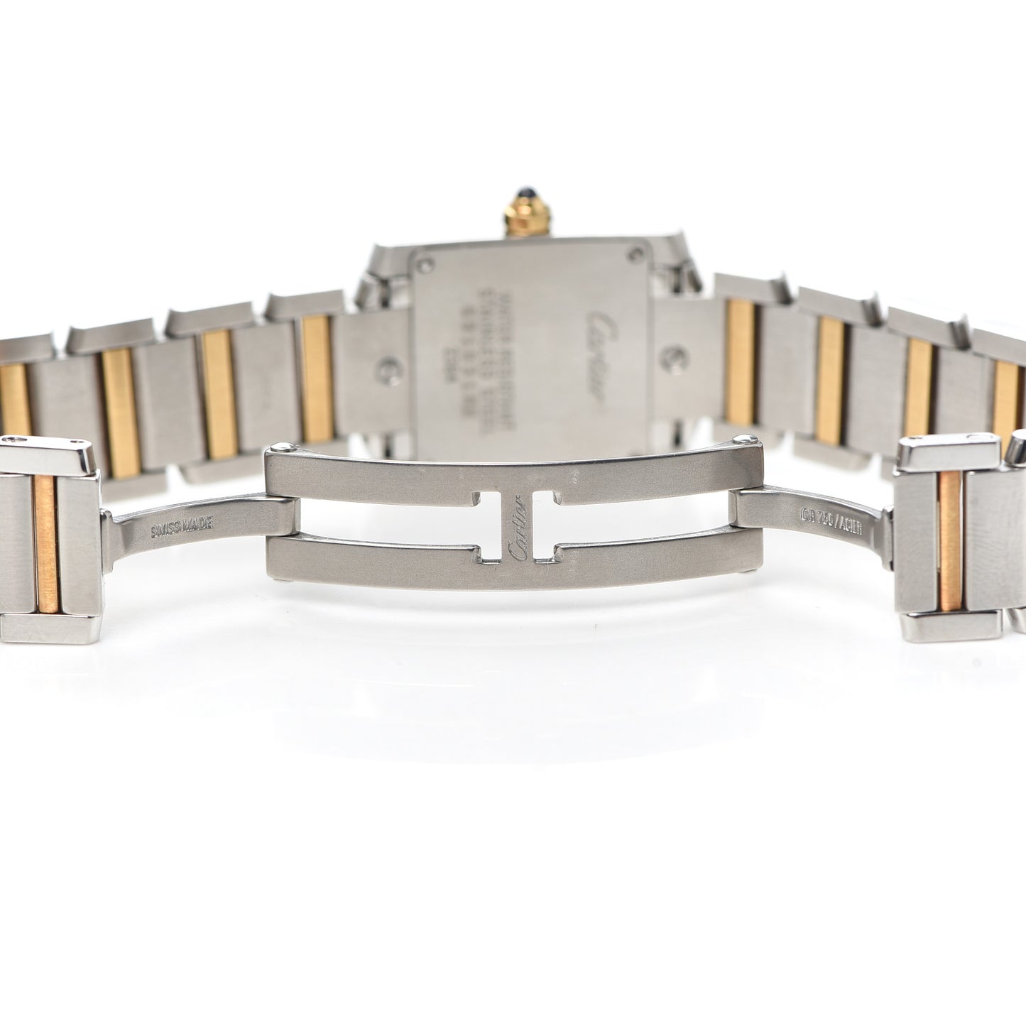 Stainless Steel 18K Yellow Gold 20mm Tank Francaise Quartz Watch
