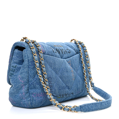 Chanel Denim Quilted Denim Large Mood Flap Blue Multicolor 3 of 10