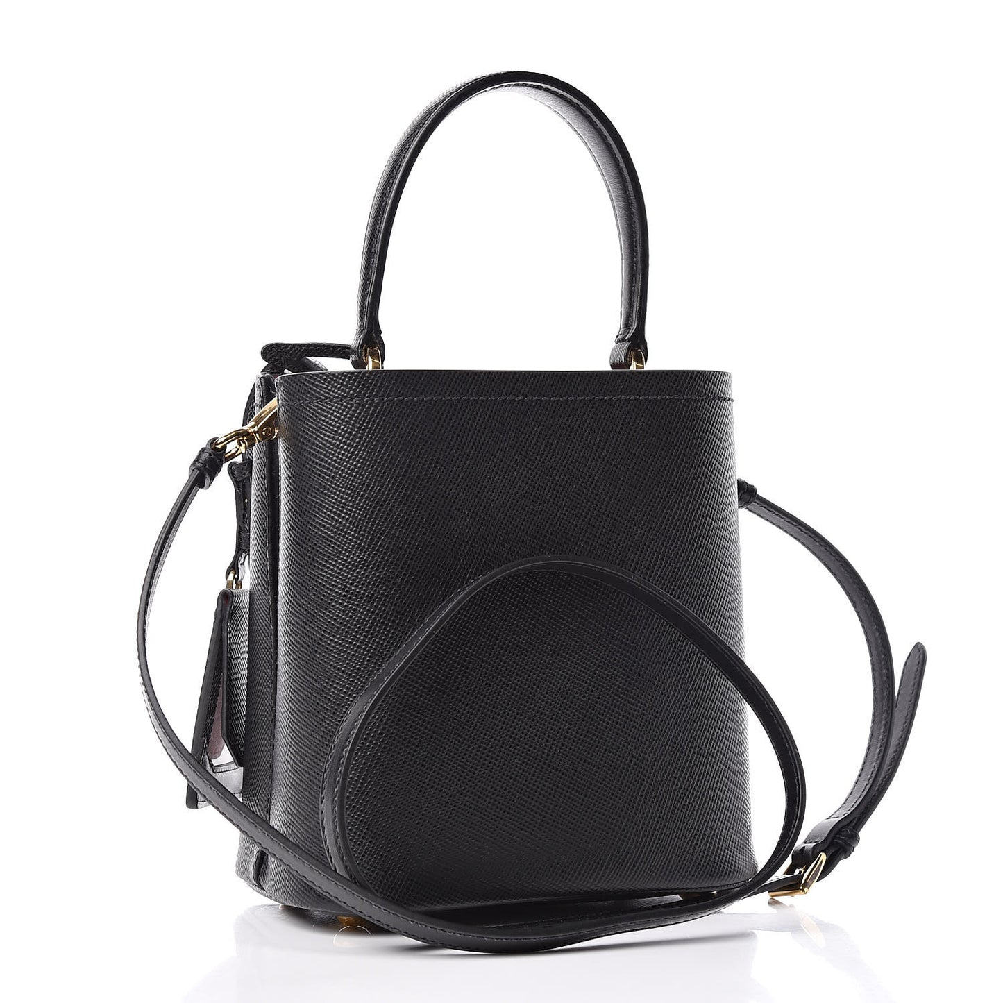 Saffiano Cuir Small Panier Bucket Bag Black Fuoco