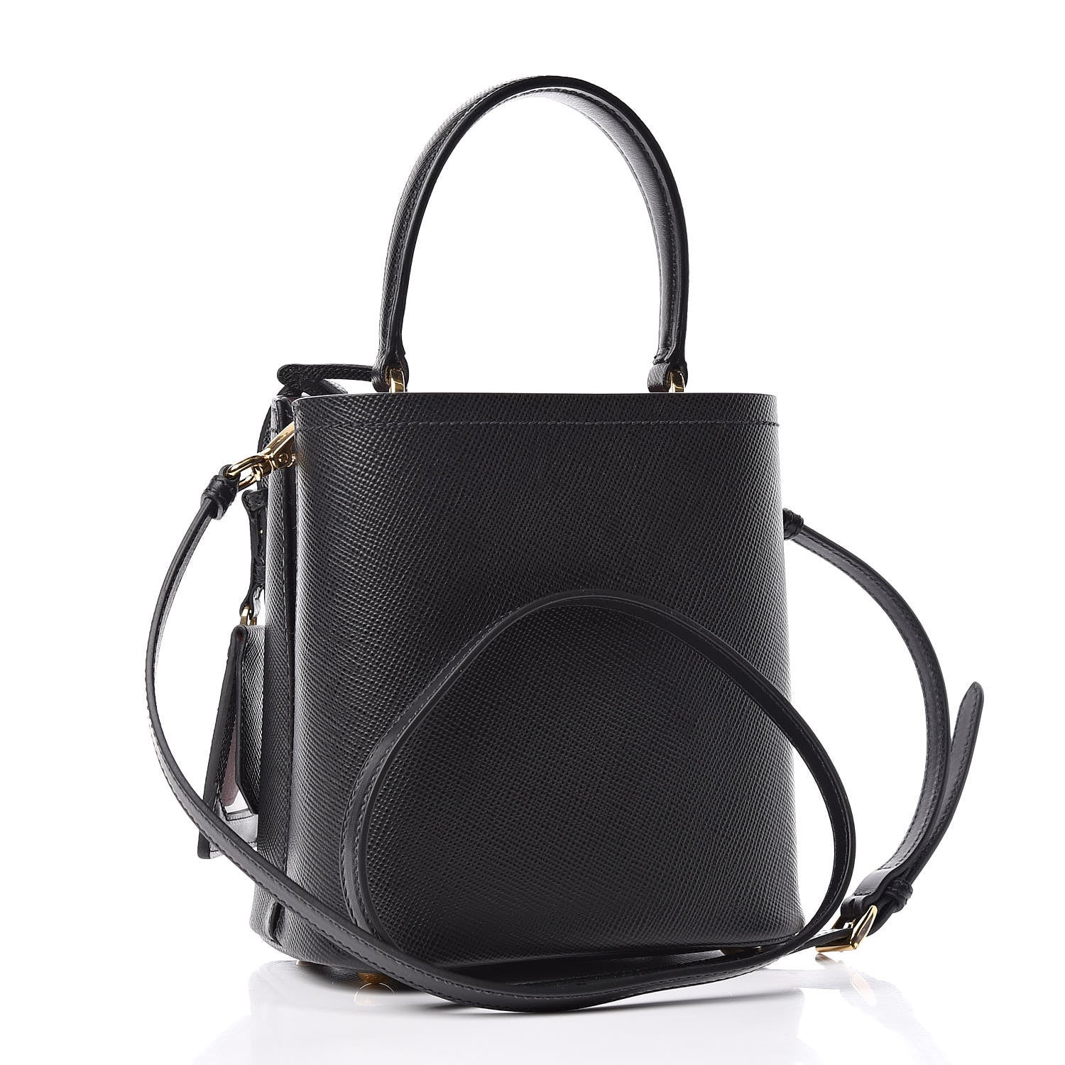 Prada Saffiano Cuir Small Panier Bucket Bag Black Fuoco 3 of 9