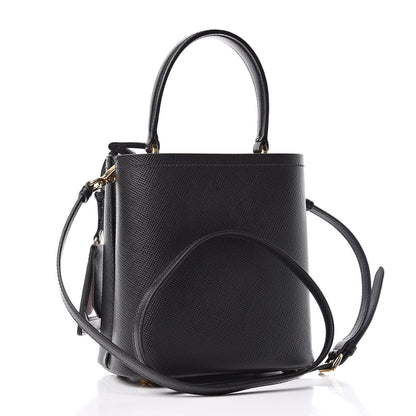 Prada Saffiano Cuir Small Panier Bucket Bag Black Fuoco 3 of 9