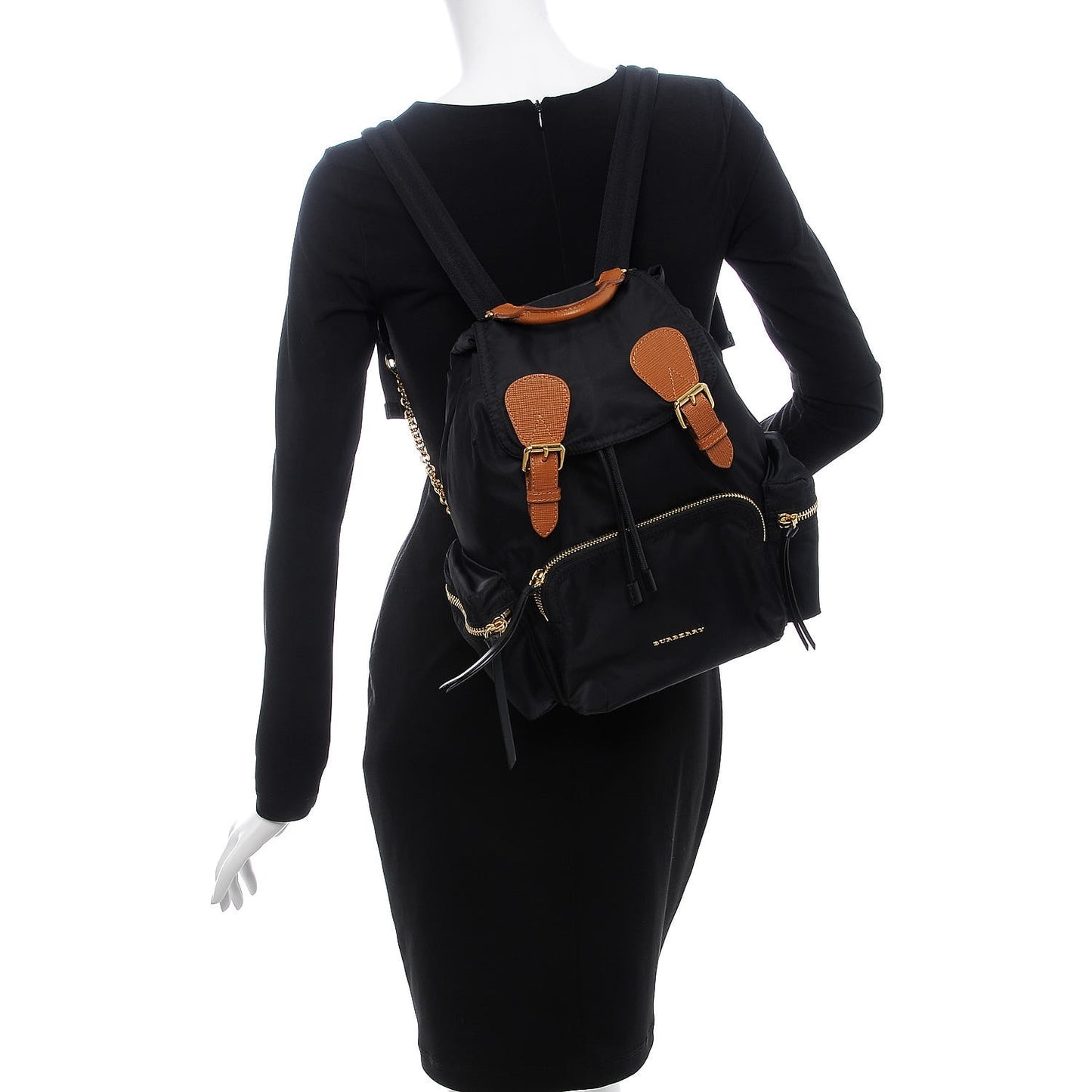 Nylon Medium Rucksack Backpack Black