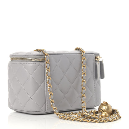 Chanel Lambskin Quilted Small Pearl Crush Vanity Case With Chain Grey 3 of 9