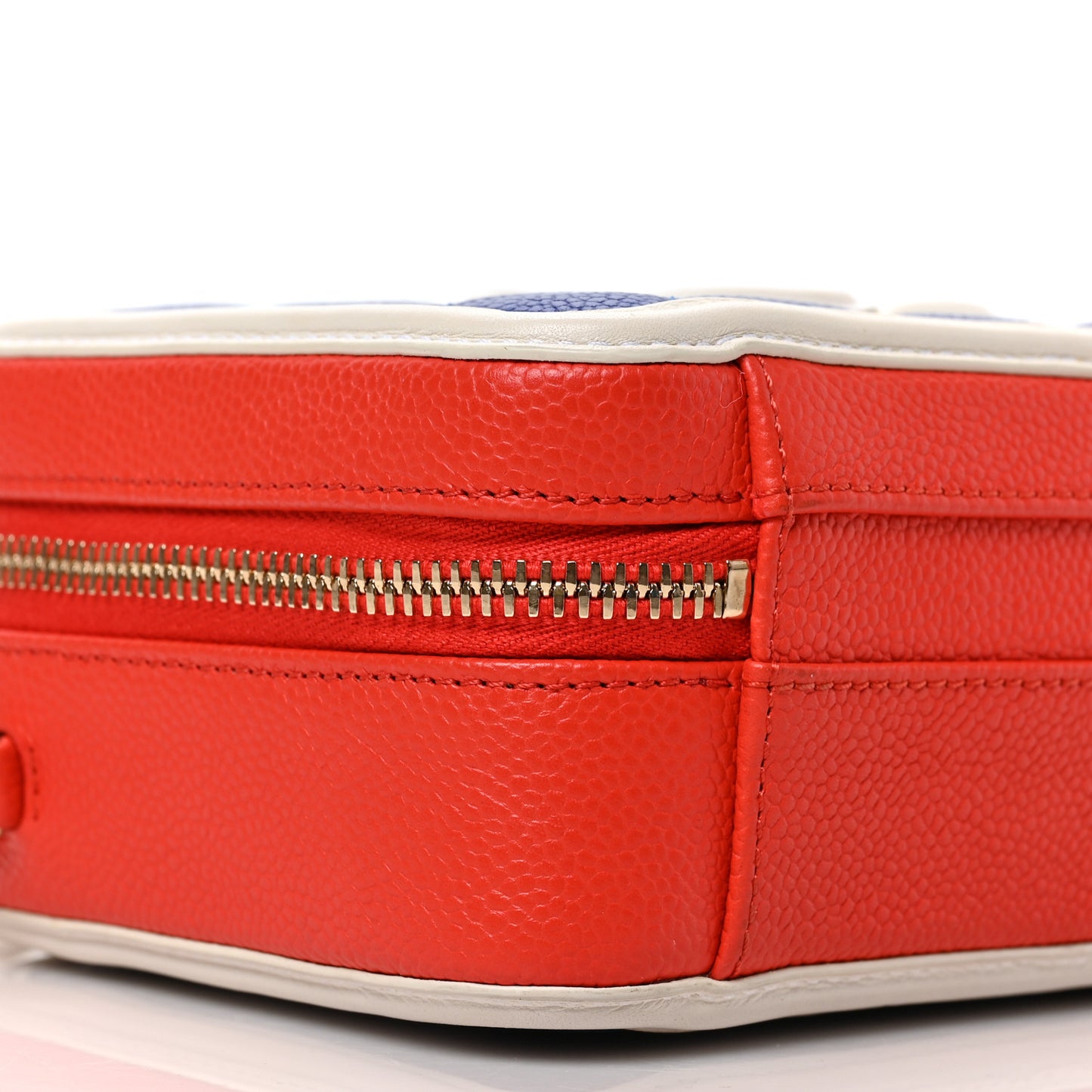 Caviar Quilted Small CC Filigree Vanity Case Blue White Red