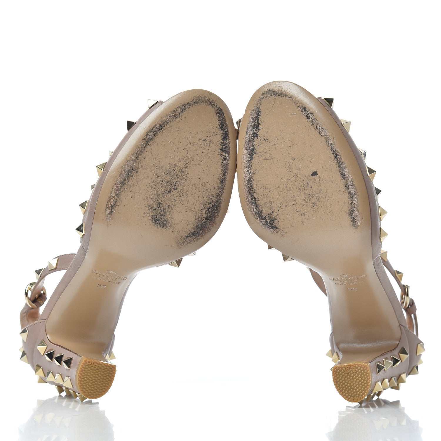 Valentino Garavani Nappa Rockstud All Over Peep Toe Ankle Strap Sandals 39 Poudre 5 of 7