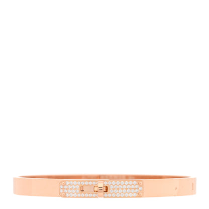 Hermes 18K Rose Gold Diamond PM Kelly Pave Bracelet SH 1 of 3