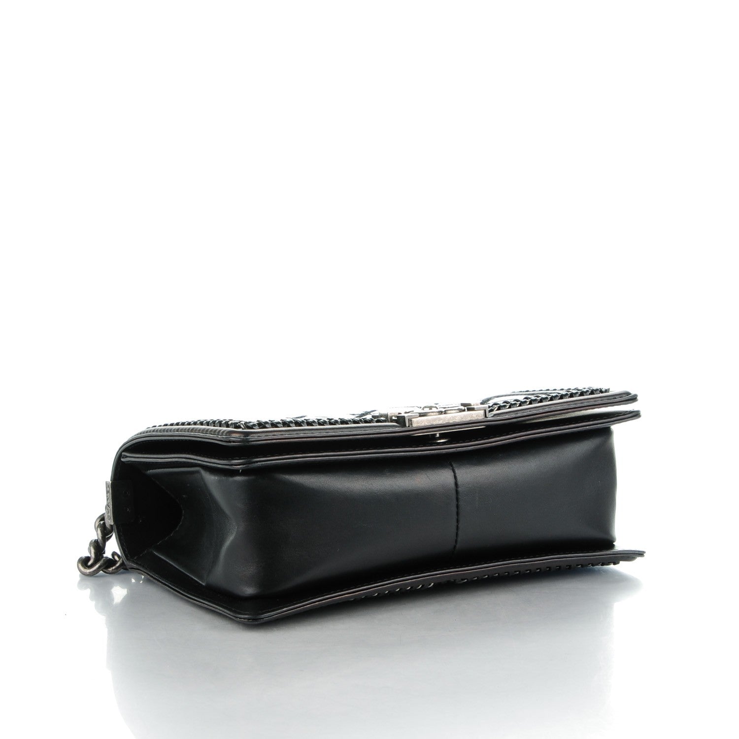 Chanel Calfskin Quilted Medium Boy Top Handle Flap Black 4 of 8