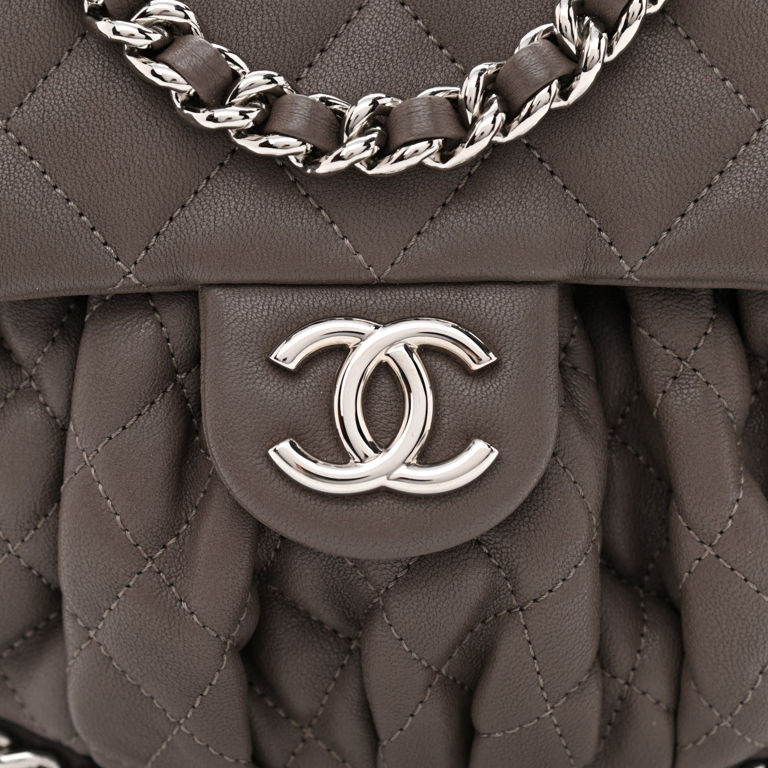 Chanel Washed Lambskin Quilted Mini Chain Around Flap Taupe 8 of 11