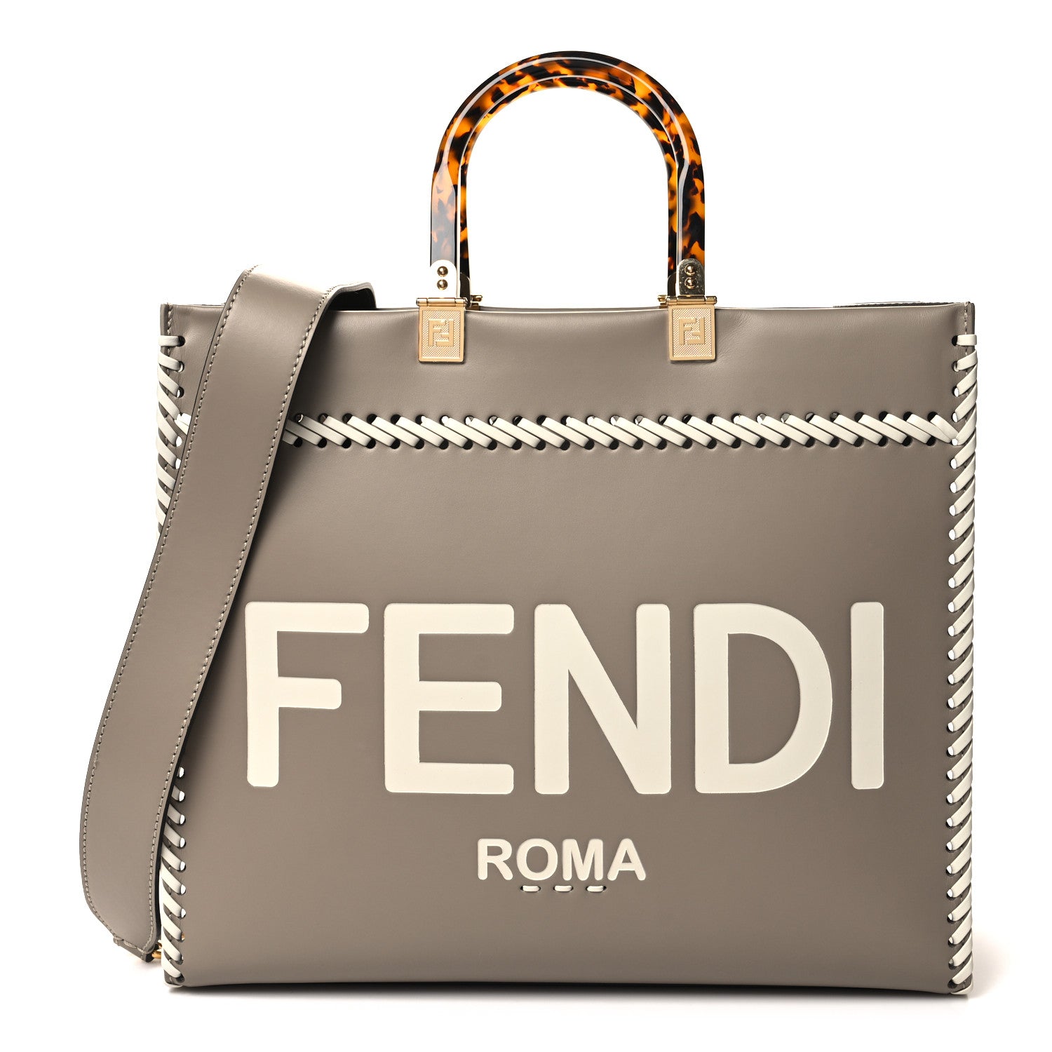 Fendi Vitello King Ceylon Plexiglass Woven Logo Debossed Fendi Sunshine ...