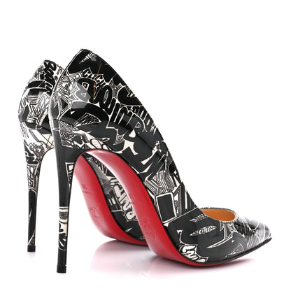 Christian Louboutin Patent Nicograf Pigalle Follies 100 Pumps 38 Black White 4 of 8