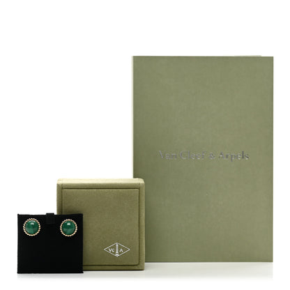 Van Cleef & Arpels 18K Yellow Gold Malachite Perlee Couleurs Earrings 5 of 5