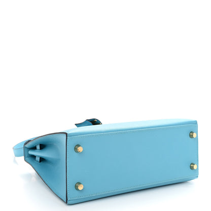 Hermes Madame Calfskin Kelly Sellier 25 Bleu du Nord 4 of 11