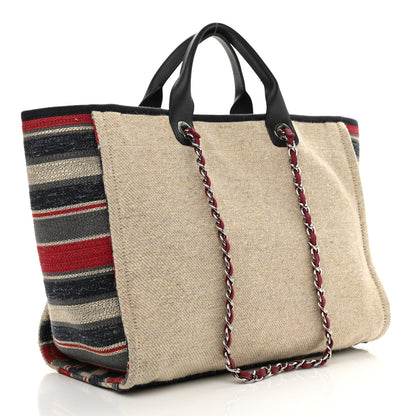 Chanel Striped Canvas Medium Deauville Tote Beige 3 of 14