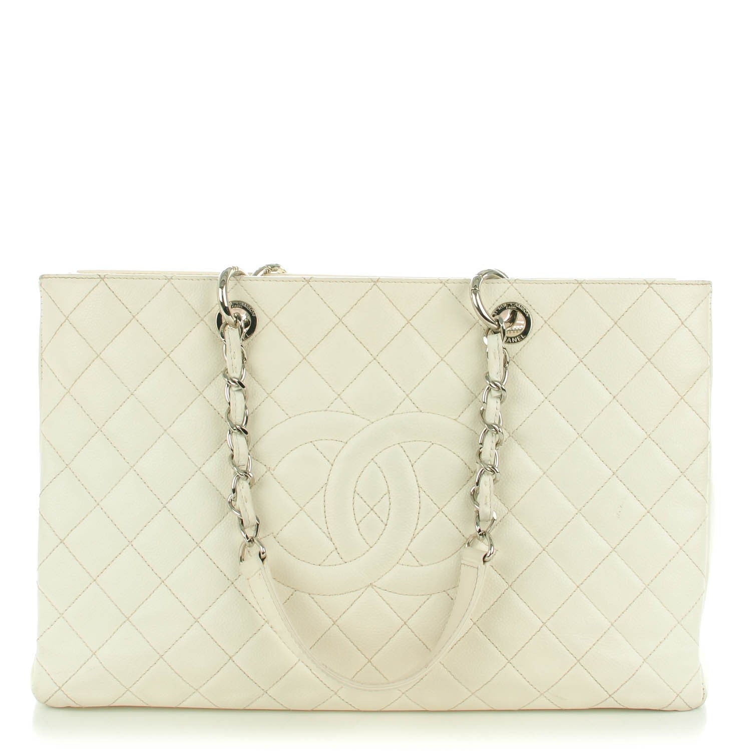 Chanel Caviar Quilted XL Grand Shopping Tote GST White 1 of 10