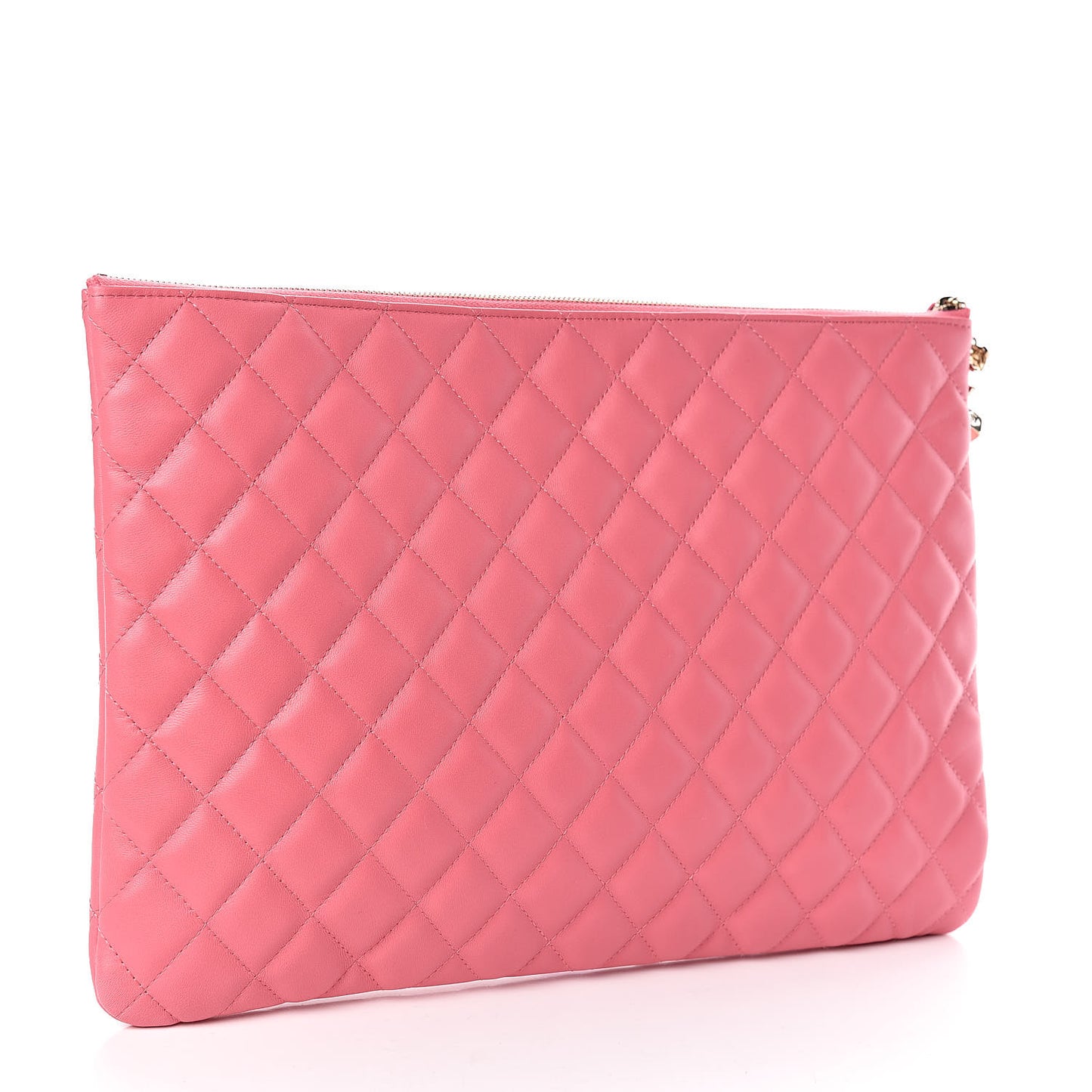 Lambskin Quilted Large Casino Beauty CC Cosmetic Case Fuchsia