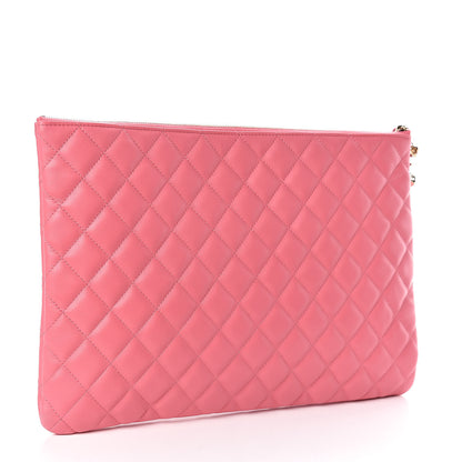 Chanel Lambskin Quilted Large Casino Beauty CC Cosmetic Case Fuchsia 3 of 9